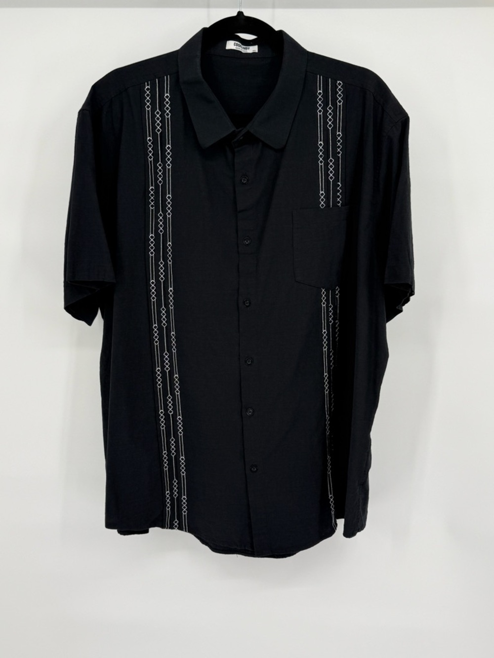 COOFANDY Embroidered Guayabera Style Button Front Shirt Men 3XL Resort Vacation